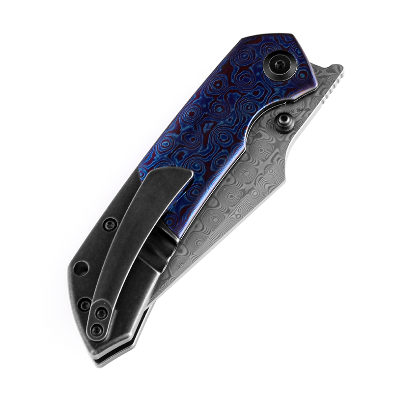 Kansept Knives Fenrir K1034A8 Damascus Blade Titanium + Timascus Handle Liner Lock Folding Knives