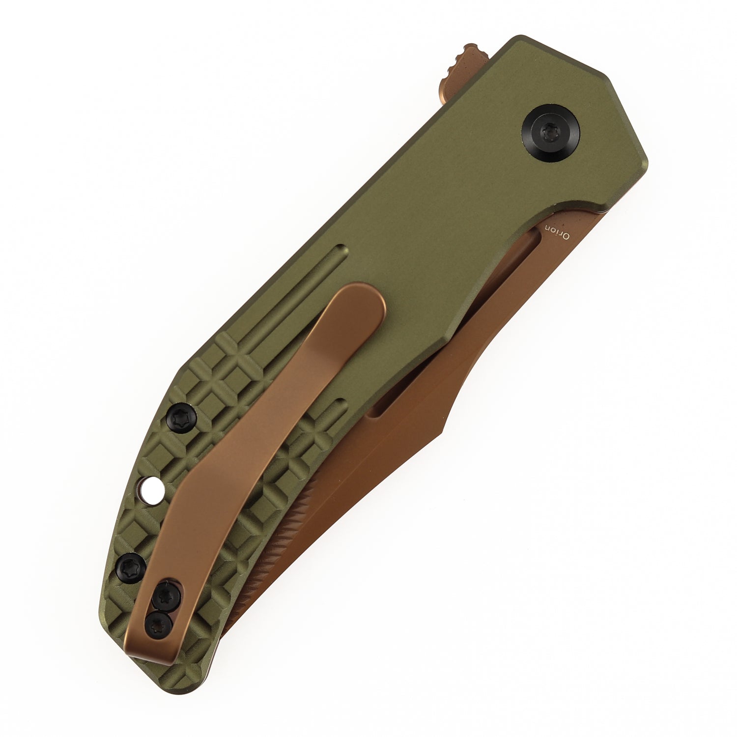 Tenable Orion B1089C2 Rose Gold Nitro-V Blade Blue Aluminum Handle Liner Lock Folding Knife