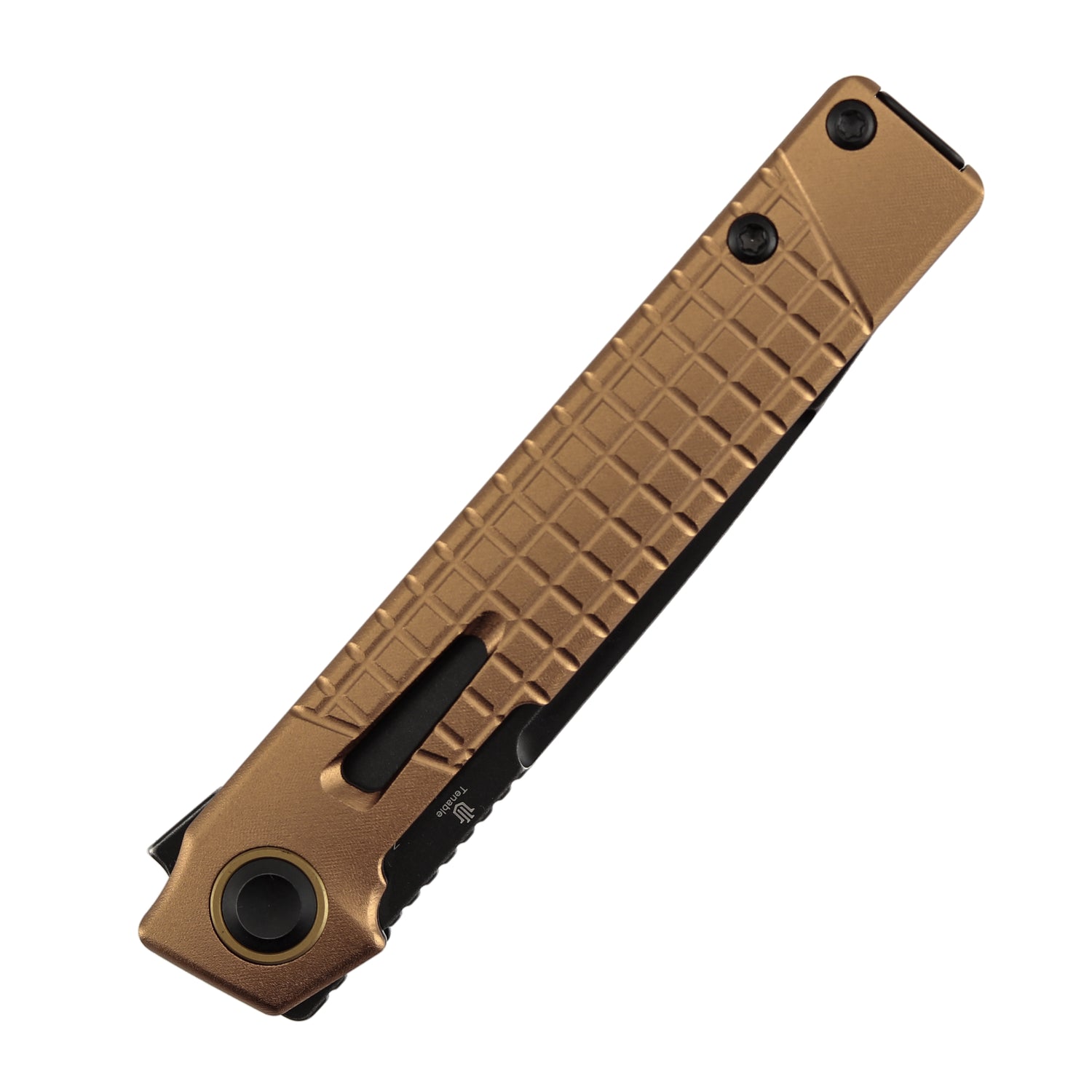 Tenable Kitpu B2123A2 Blackwash Nitro-V Blade Bronze Aluminum Handle Liner Lock Folding Knife