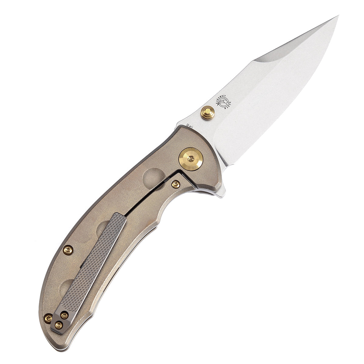 Kansept Knives REI K1061A2 CPM-20CV Blade Bronze Titanium Handle Folding Knife