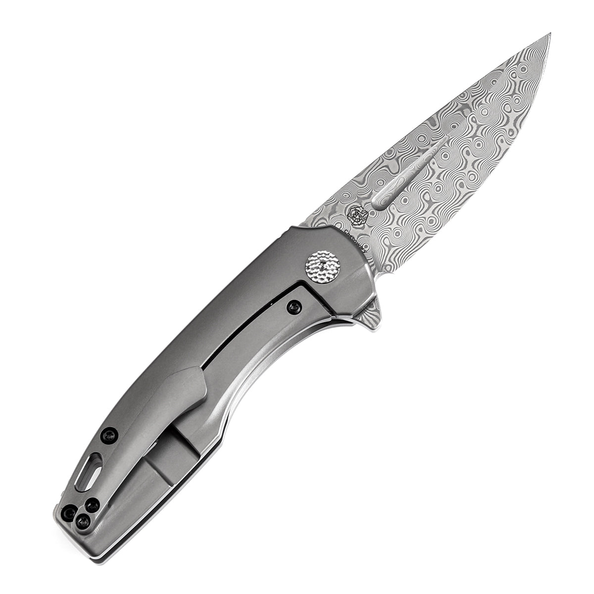 Kansept Cassowary K2065A4 Flipper Knife Damascus Blade Titanium Handle Edc Knife