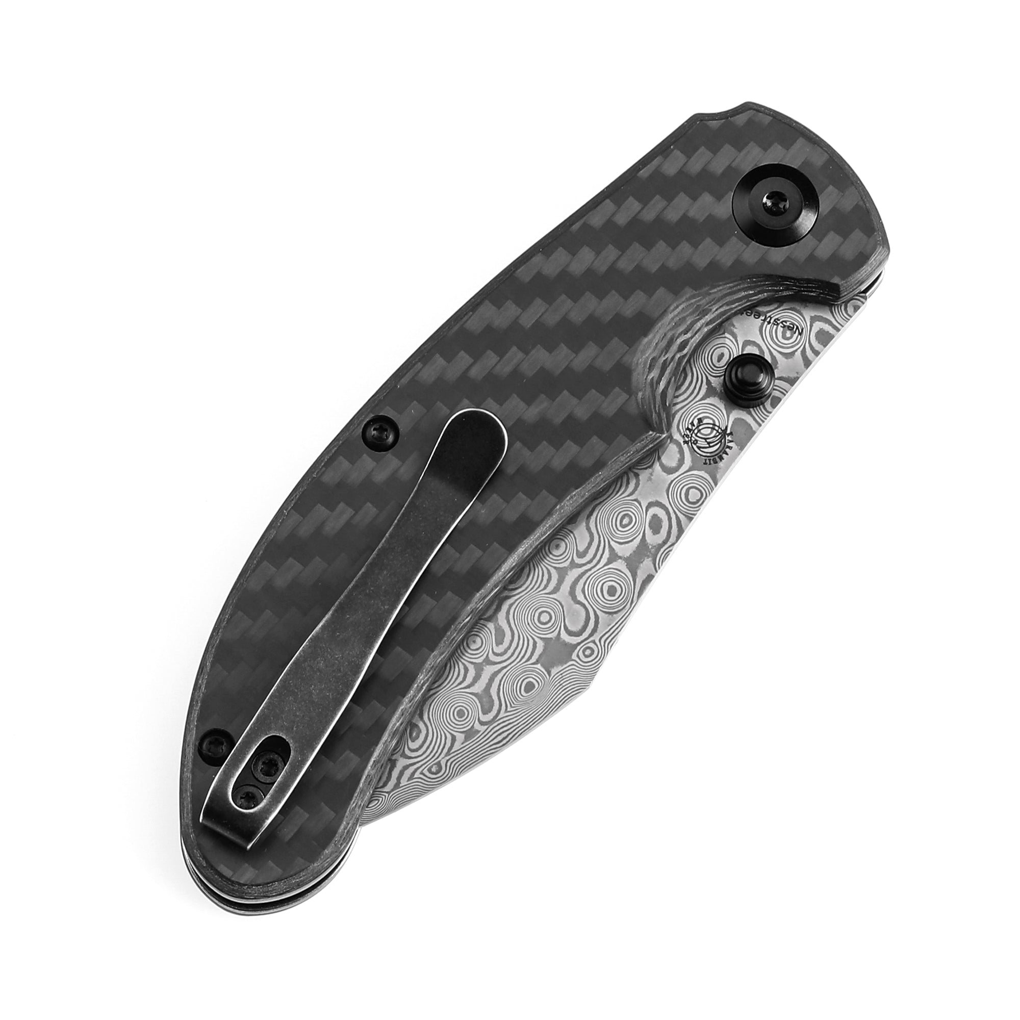 Kansept Nesstreet K1039F6 Damascus Blade Carbon Fiber Handle Folding Knife