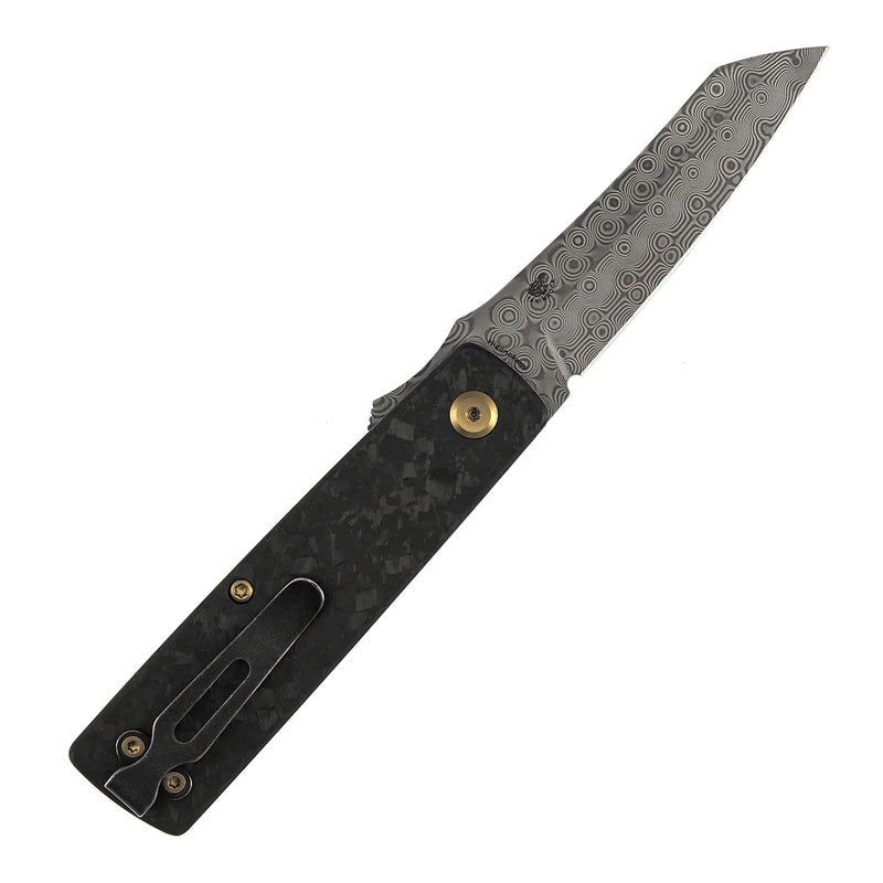 Kansept Higonokami T2135A1 Damascus Blade Shred Carbon Fiber Handle Liner Lock Folding Knife