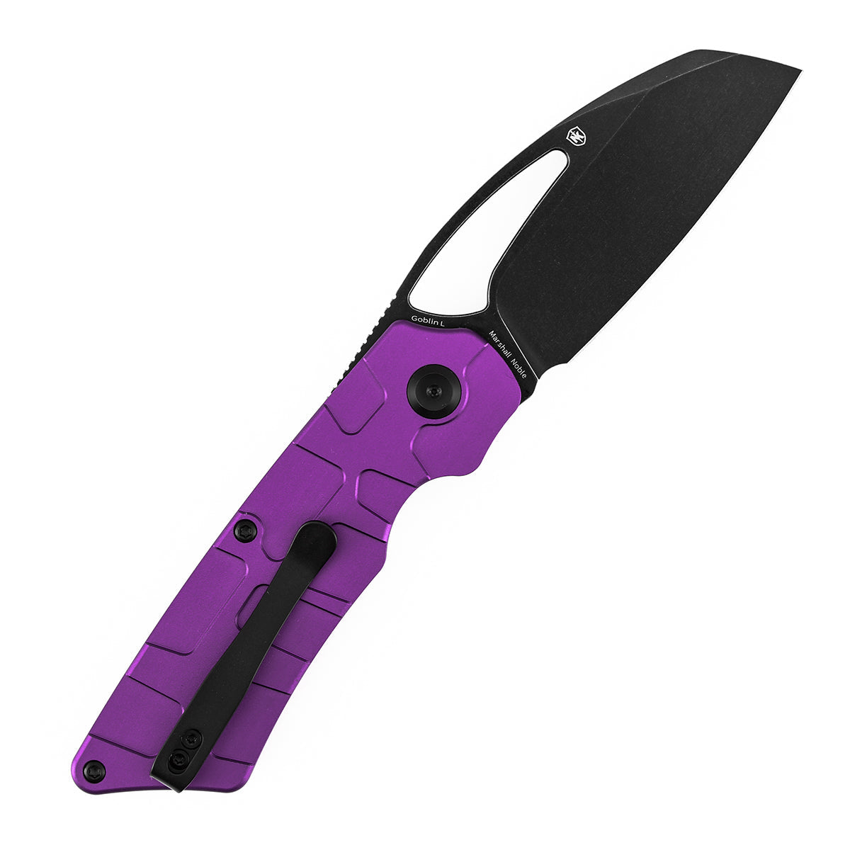 Tenable Goblin L B3016A3 Blackwash 14C28N Blade Purple Anodized Aluminum Handle Liner Lock Folding Knife
