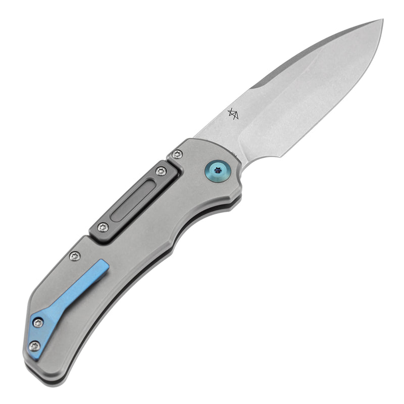Kansept Hazard K1104H1P CPM-S35VN Blade Stonewashed Titanium Handle with training unsharpened blade Bali Lock Folding Knife