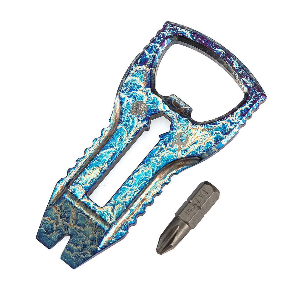 Kansept EDC PryOfSorts C010A3 EDC Multi-Tool Titanium with Lightning Strike Finish Bottle Opener, Pry Bar & Screwdriver