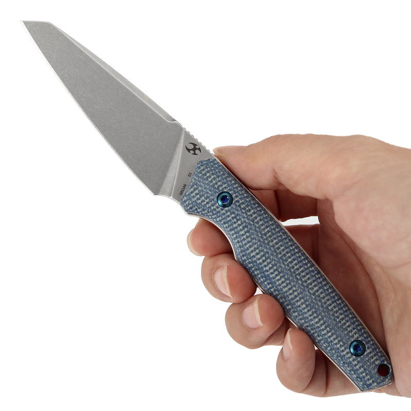 Kansept Parr G011A6 D2 Blade Blue Micarta Handle Fixed Blade Knife