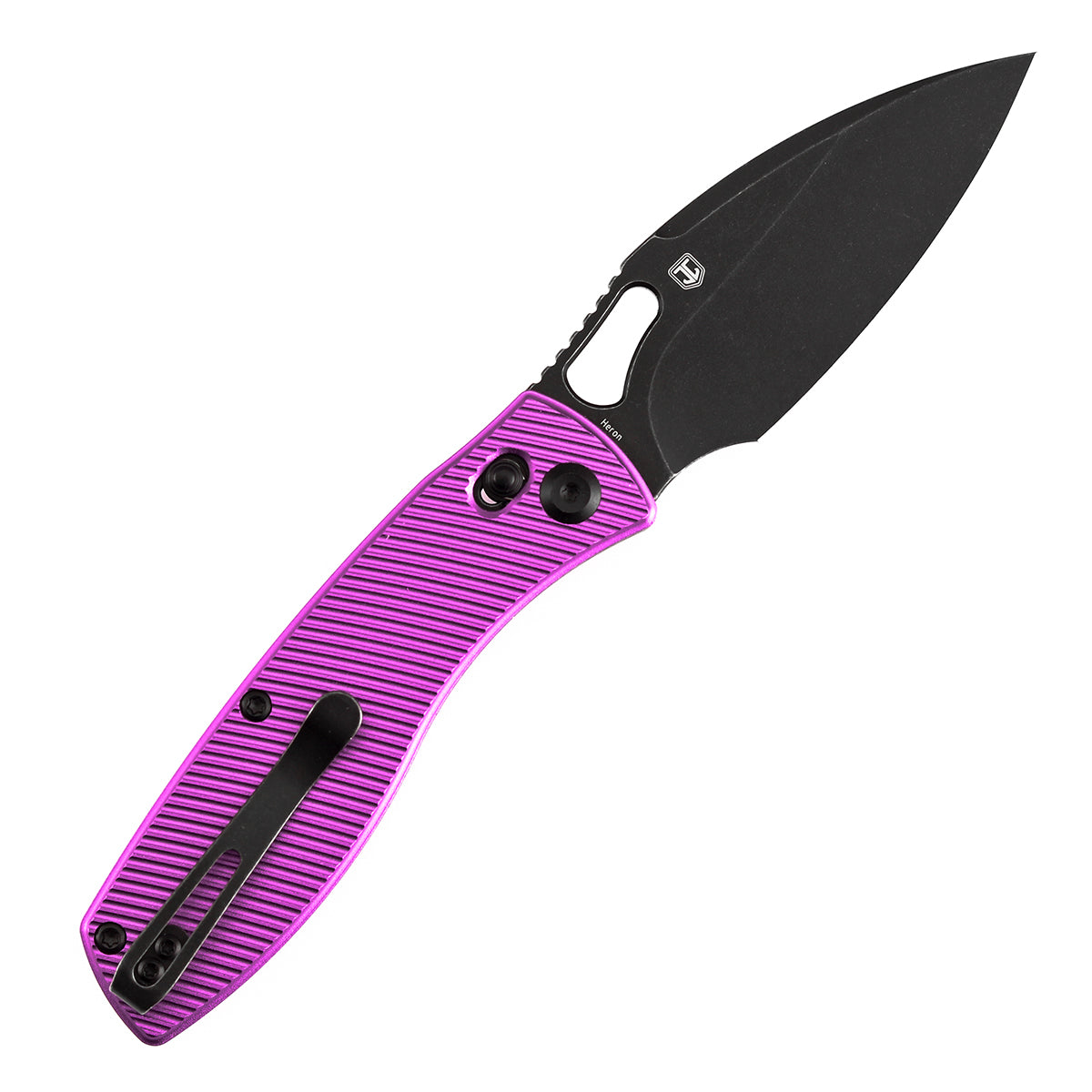 Tenable Heron B2124V1 Nitro-V Blade Purple Aluminum Handle Crossbar Lock Folding Knife