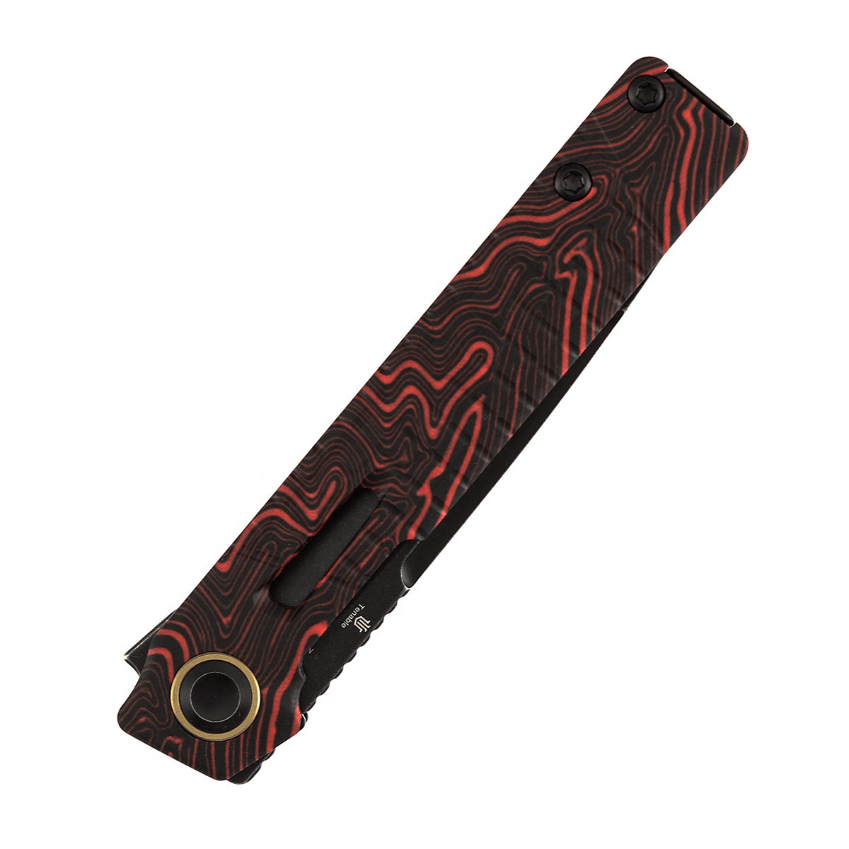 Tenable Kitpu B2123A4 Blackwash Nitro-V Blade Black & Red G-Mascus Handle Liner Lock Folding Knife