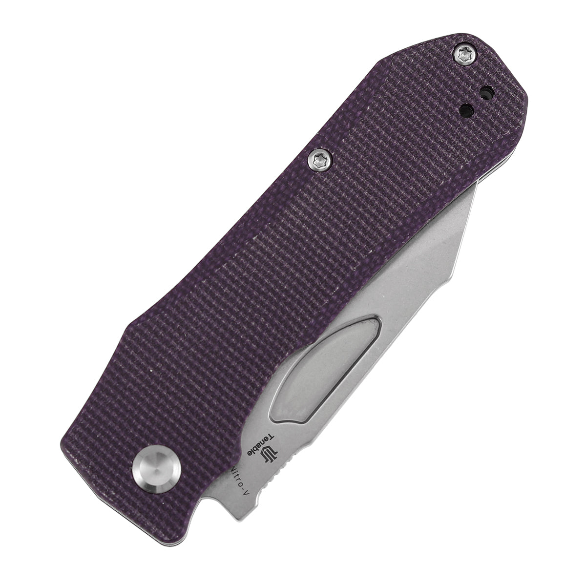 Tenable Loki B1058A2 Stonewashed Nitro-V Blade Purple Micarta Handle Liner Lock Folding Knife