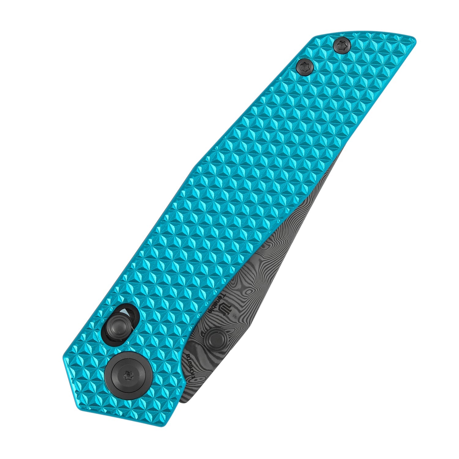 Tenable Deadite B1081V1 Water Ripple Damascus Blade Aluminum Handle Crossbar Lock Folding Knife