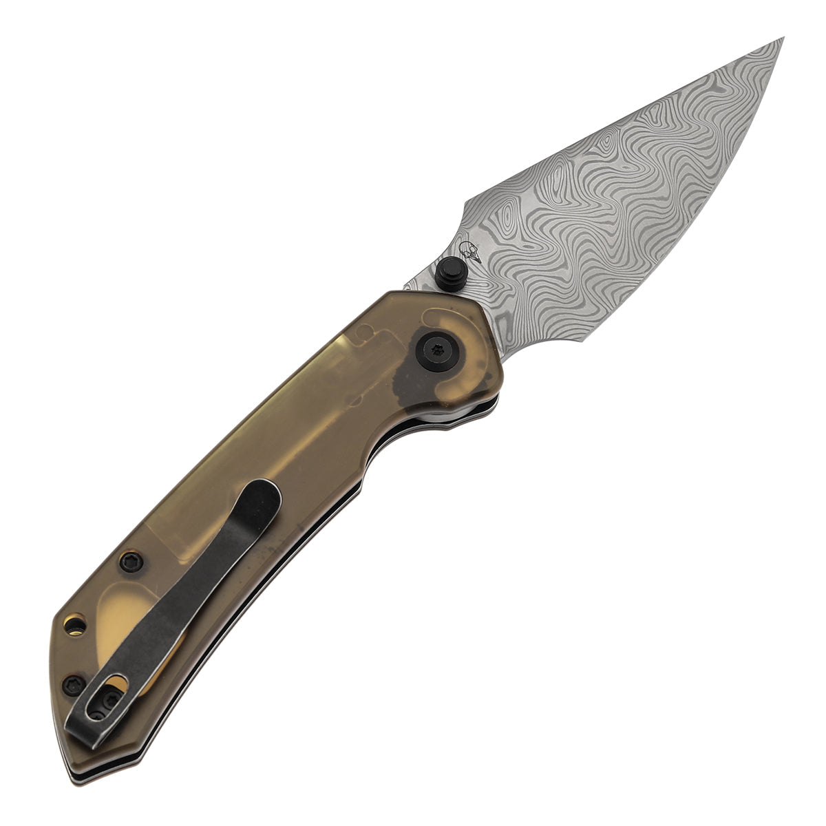 Navaja plegable Tenable Fenrir B1034H6 de hoja de Damasco, mango de PEI y bloqueo Liner Lock superior