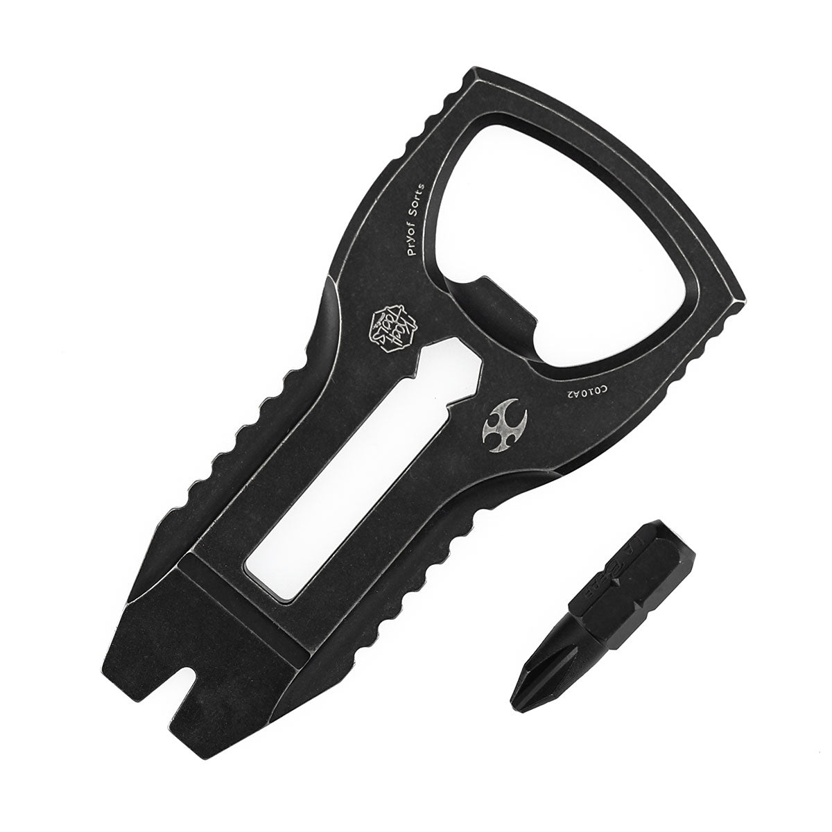 Kansept EDC PryofSorts C010A2 EDC Multi-Tool Blackwash Titanium Bottle Opener, Pry Bar & Screwdriver
