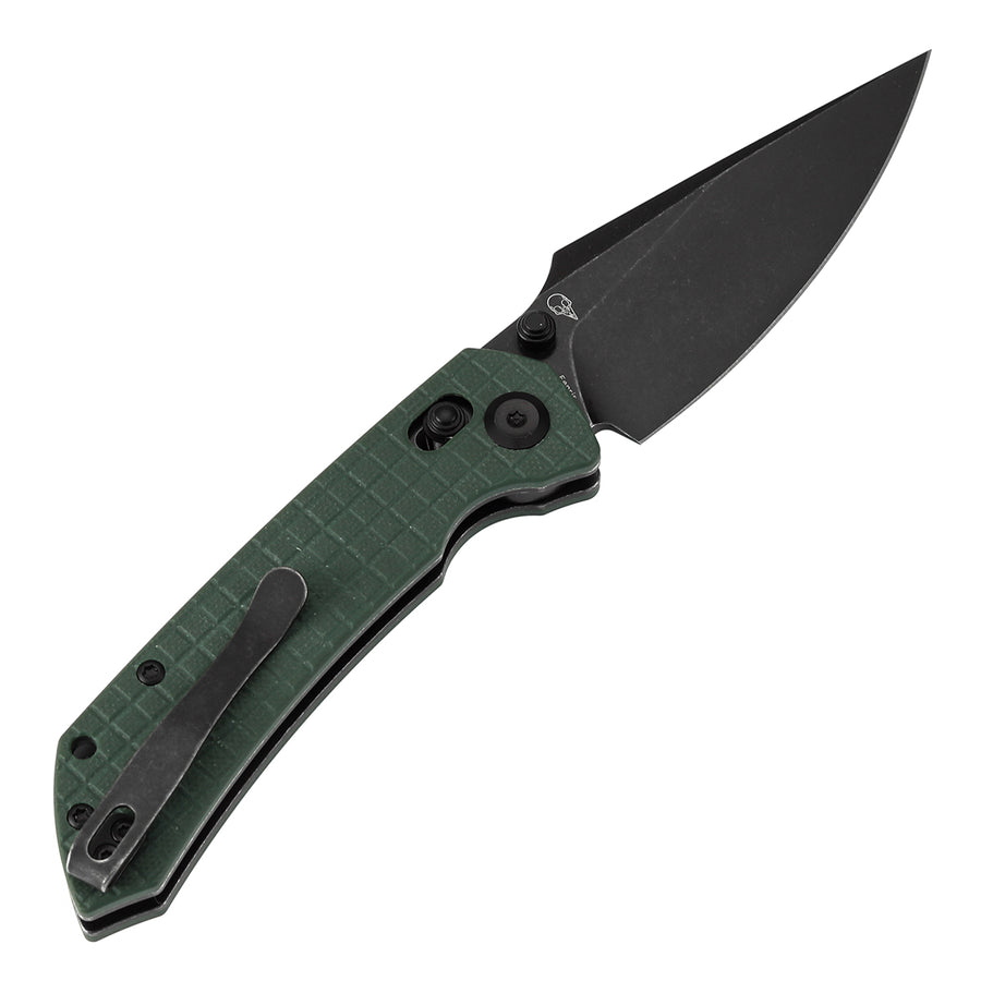 Tenable Knives Fenrir T1034V12 Black Nitro-V Blade Green G10 Handle Cross Bar Lock