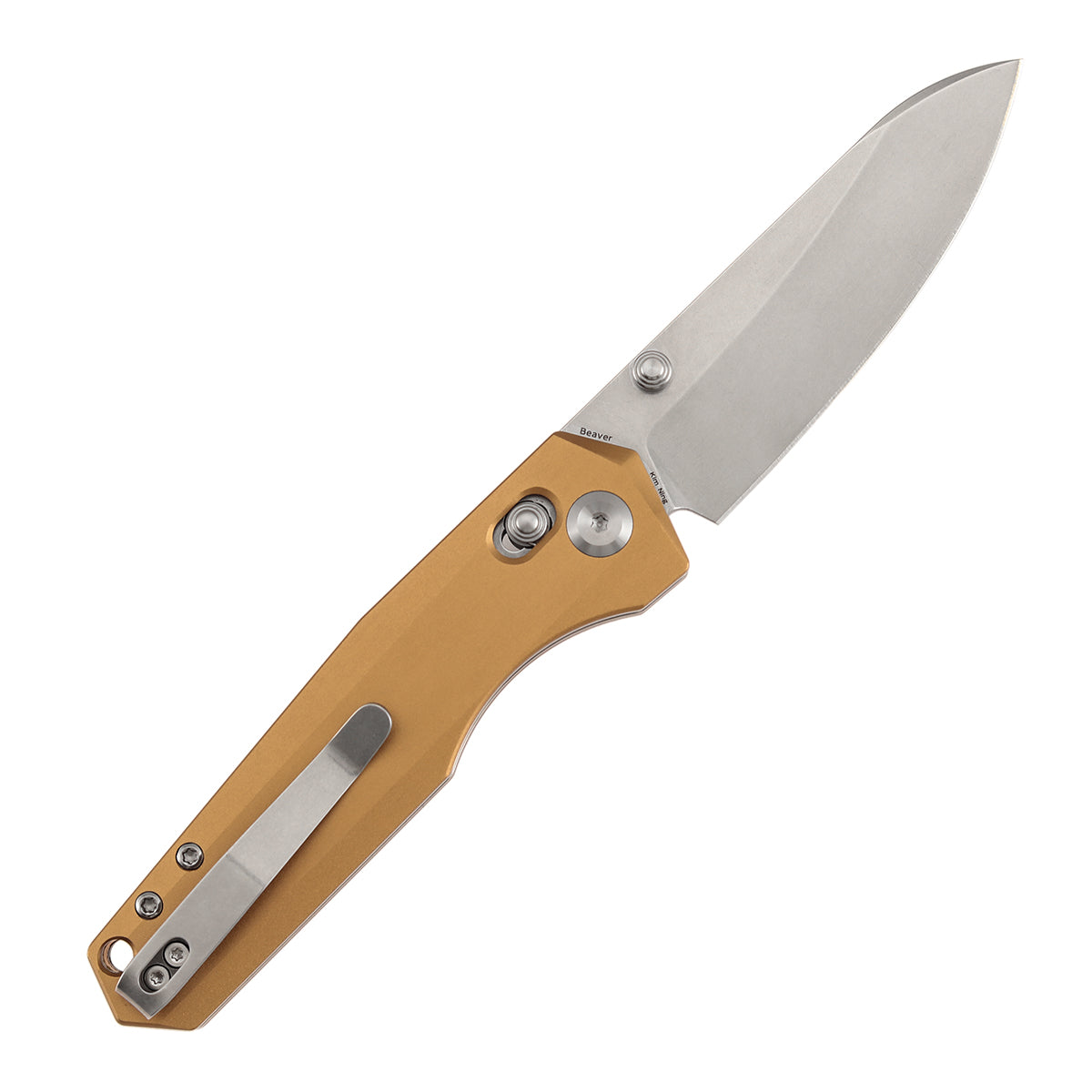 Tenable Beaver T1105V8 Stonewashed Nitro-V Blade Bronze Aluminum Handle Crossbar Lock Folding Knife