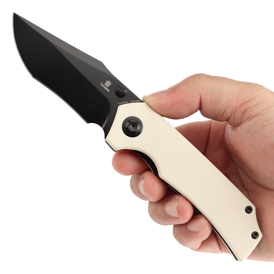 Tenable Fermi T1122A1 14C28N Blade White G10 Handle Liner Lock