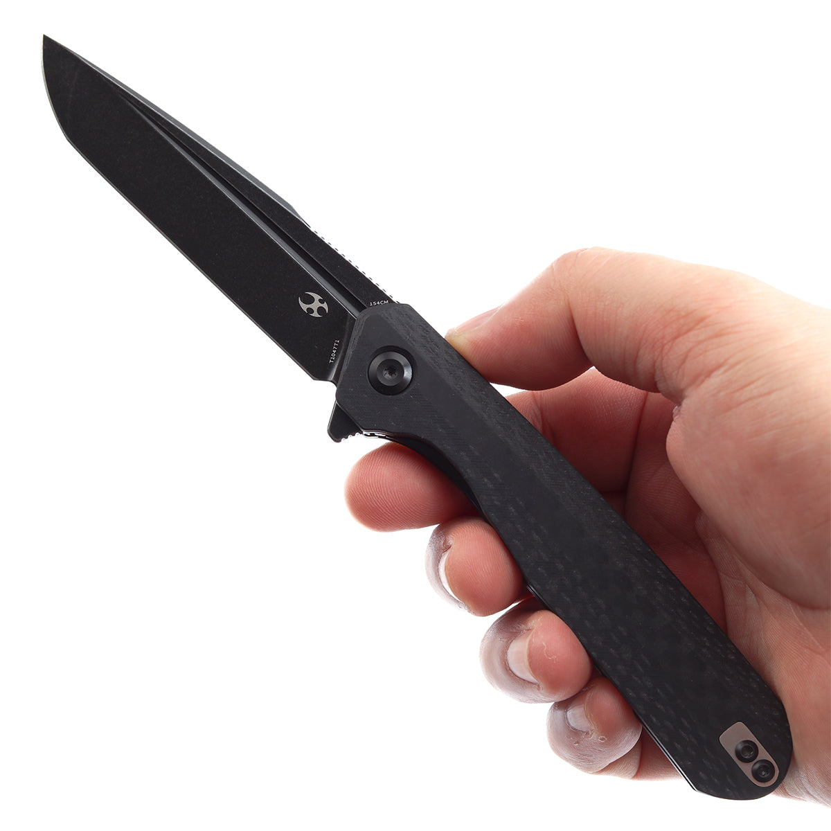 Kansept Qilin T1047T1 154CM Blade Black Carbon Fiber & G10 Handle Flipper Knife