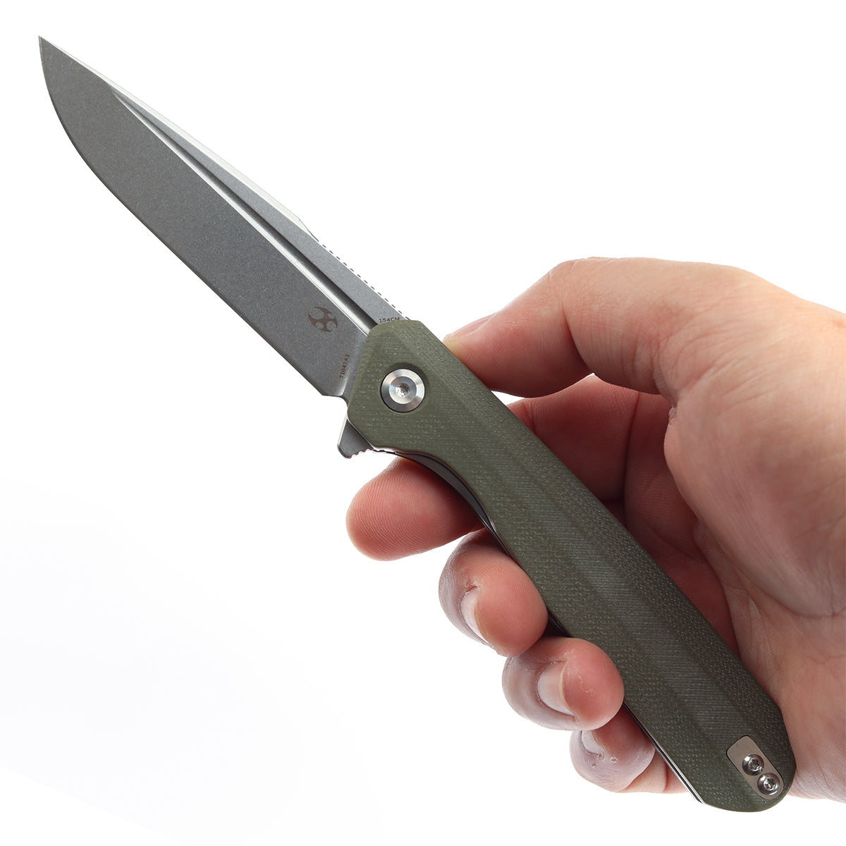Kansept Qilin T1047A2 154CM Blade Green G10 Handle Flipper Knife