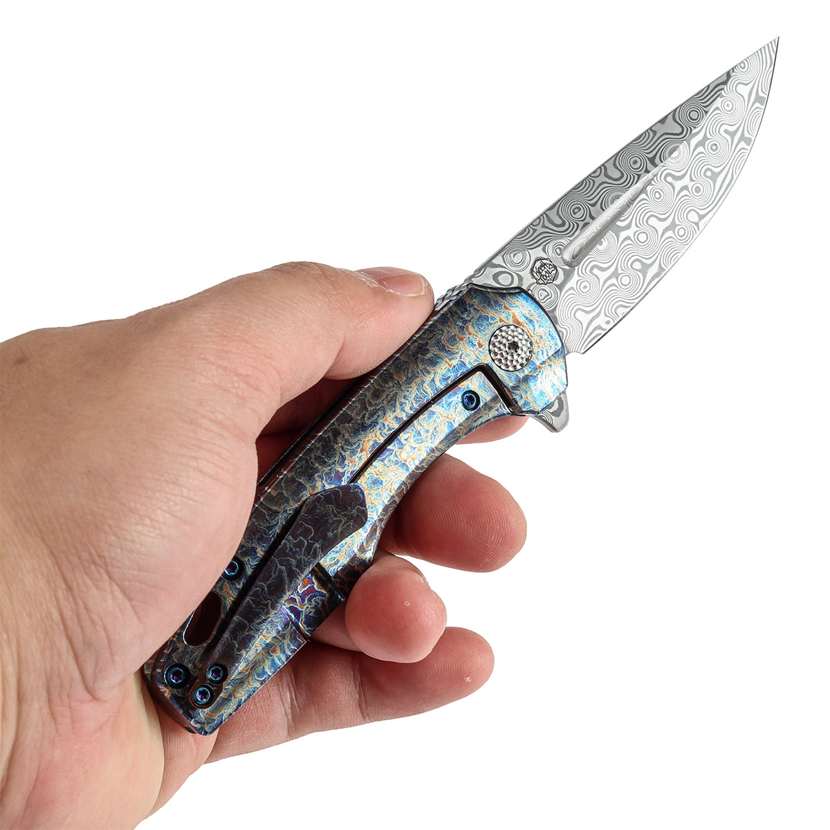 Kansept Cassowary K2065A3 鳍状刀 大马士革刀片 钛合金手柄 EDC 刀