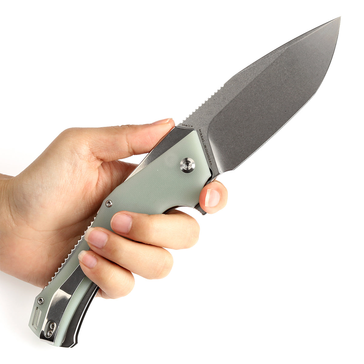 Kansept BTF T1008F5 D2 Blade Jade G10 Handle Flipper Knife