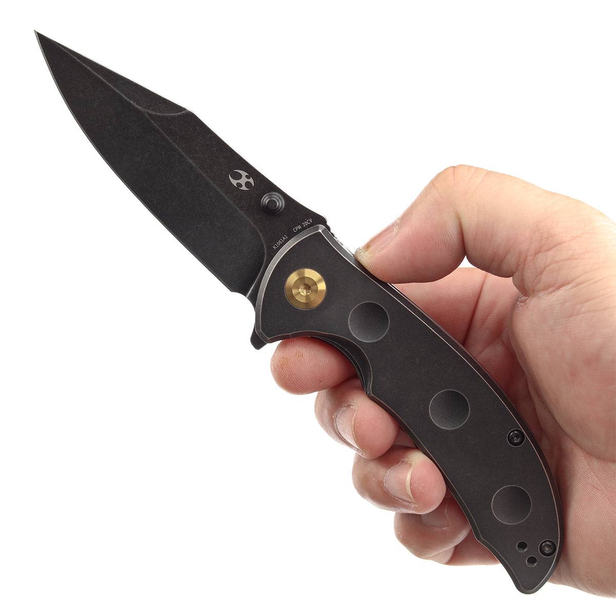 Kansept Knives REI K1061A1 Black CPM-20CV Blade Black Titanium Handle Folding Knife