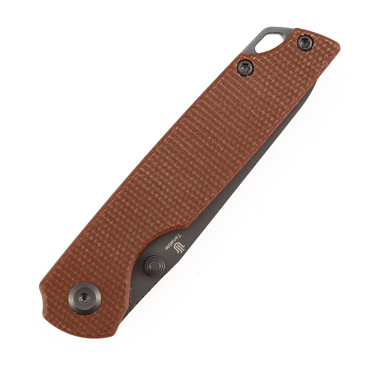 Tenable Mini Warrior B2005A3 Gray TiCn Coated Nitro-V Blade Brown Micarta Handle Liner Lock Folding Knife