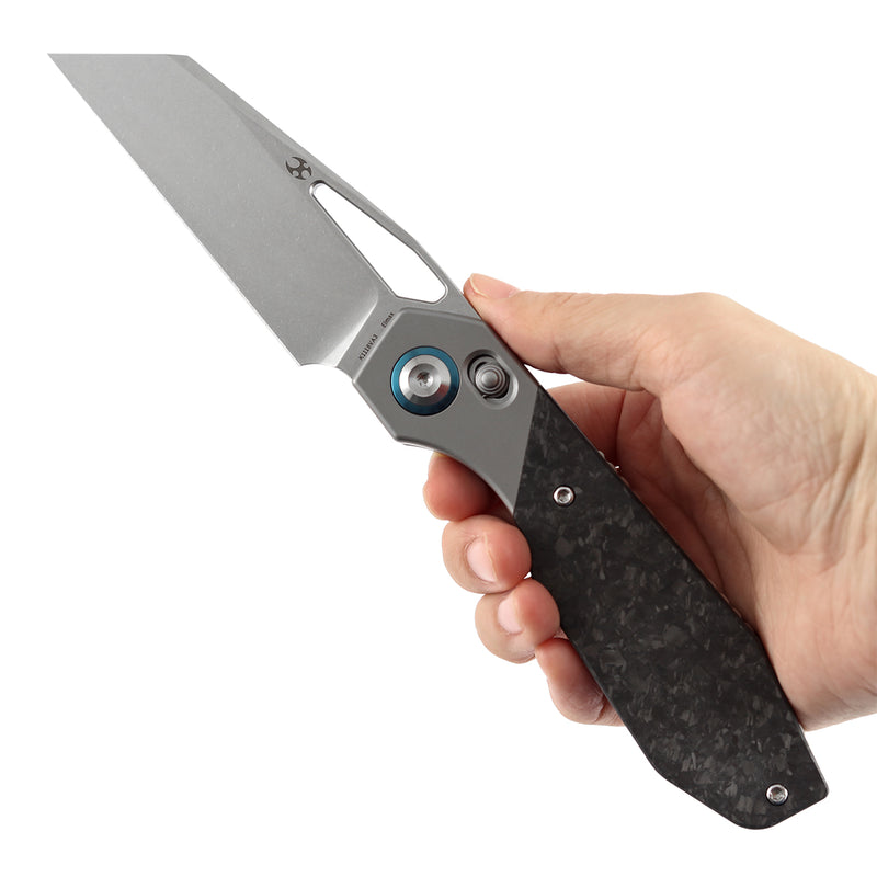 Kansept QTRO K1118VA3 Elmax Blade Titanium And Carbon Fiber Handle Crossbar Lock Folding Knife