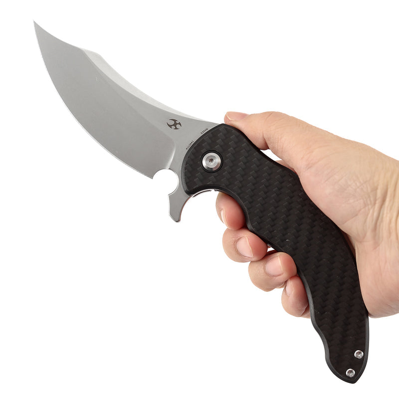 Kansept Gilgamesh K1128A1 CPM-S35VN Blade Carbon Fiber & G10 with Titanium Handle Frame Lock Folding Knife