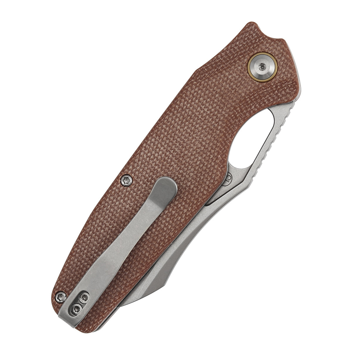 Tenable Tuckamore B1052A2 Stonewashed Nitro-V Blade Brown Micarta Handle Liner Lock Folding Knife