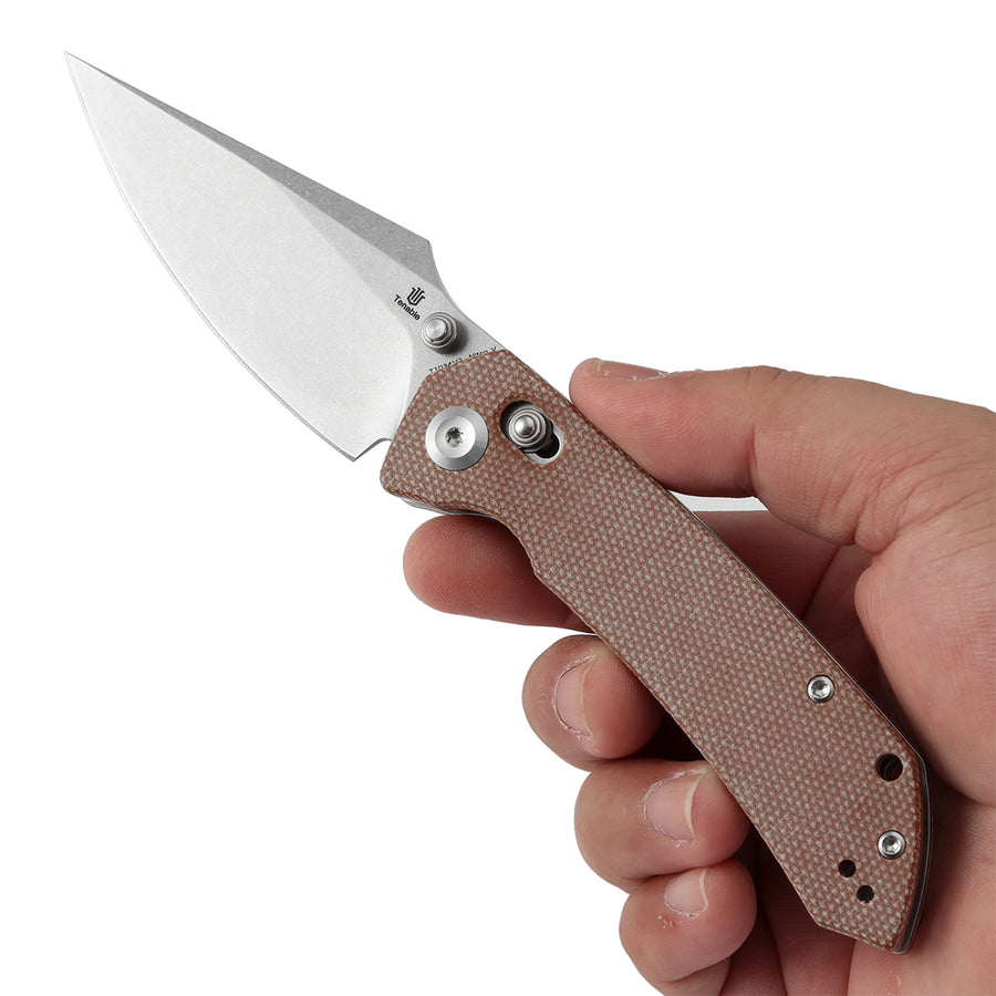 Tenable Fenrir T1034V2  Nito-V Blade Brown Micarta Handle Cross Bar Lock Folding Knife