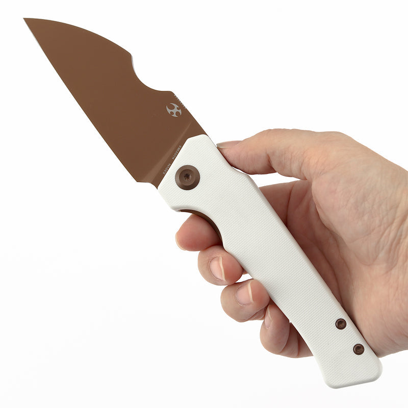 Kansept Egress K1033B3 Rose Gold Coated CPM-S35VN Blade White G10 Handle Liner Lock Folding Knife