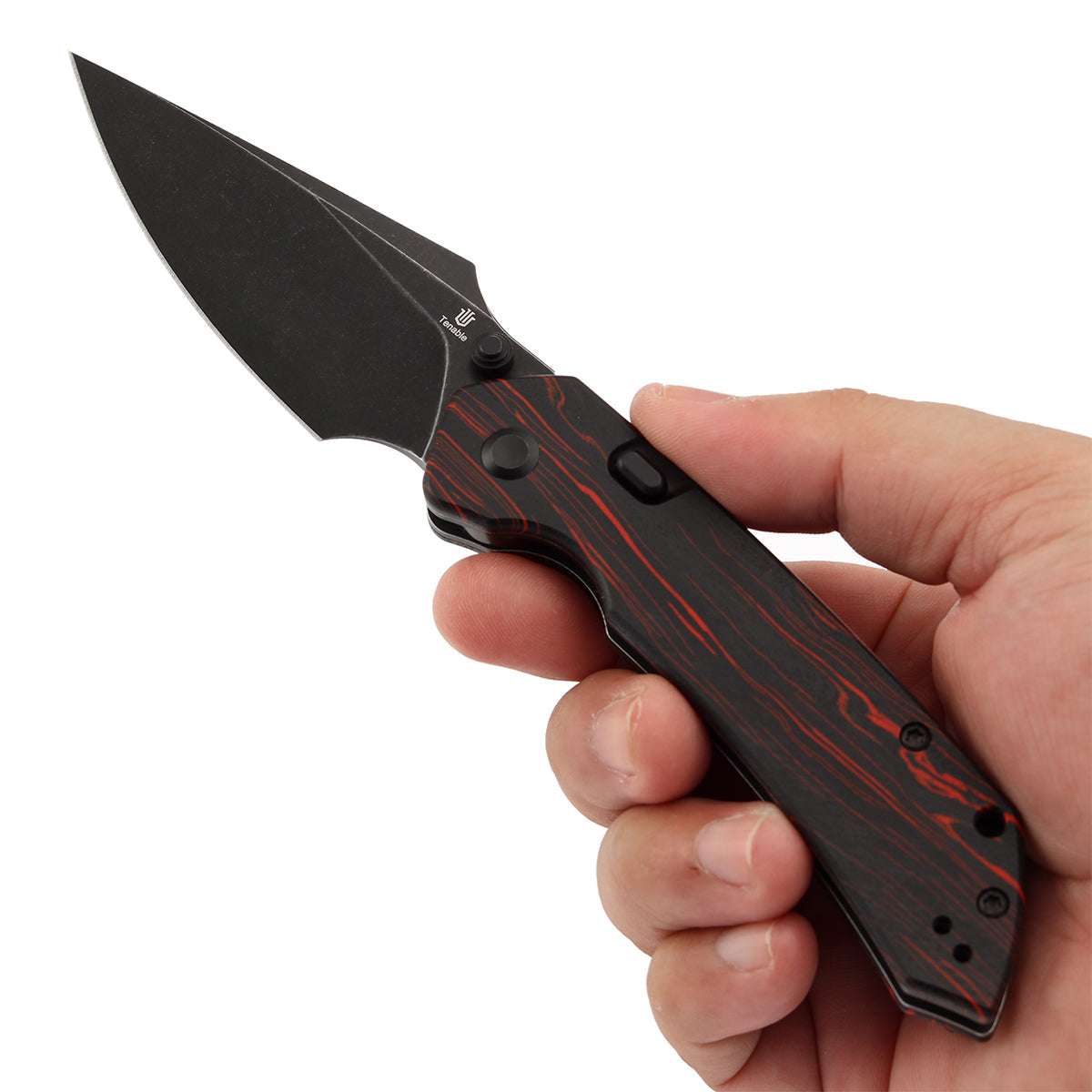Tenable Fenrir B1034H2 Nitro-V Blade Black & Red G-mascus Handle Top Liner Lock Folding Knife
