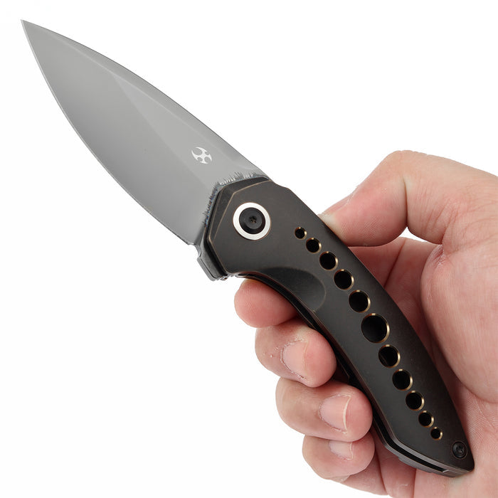Kansept Knives ODD 21 K1077A6 CPM20CV Blade Titanium with Bronze Anodized Holes Handale Frame Lock