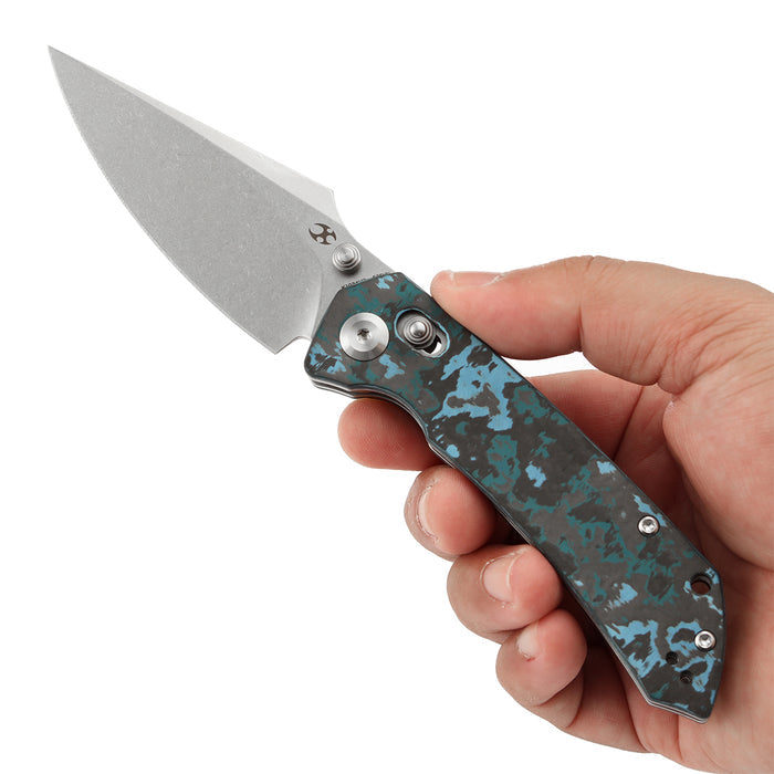 KANSEPT Fenrir K1034V2 CPM-S35VN Blade Arctic Storm Carbon Fiber Handle Crossbar Lock Knife