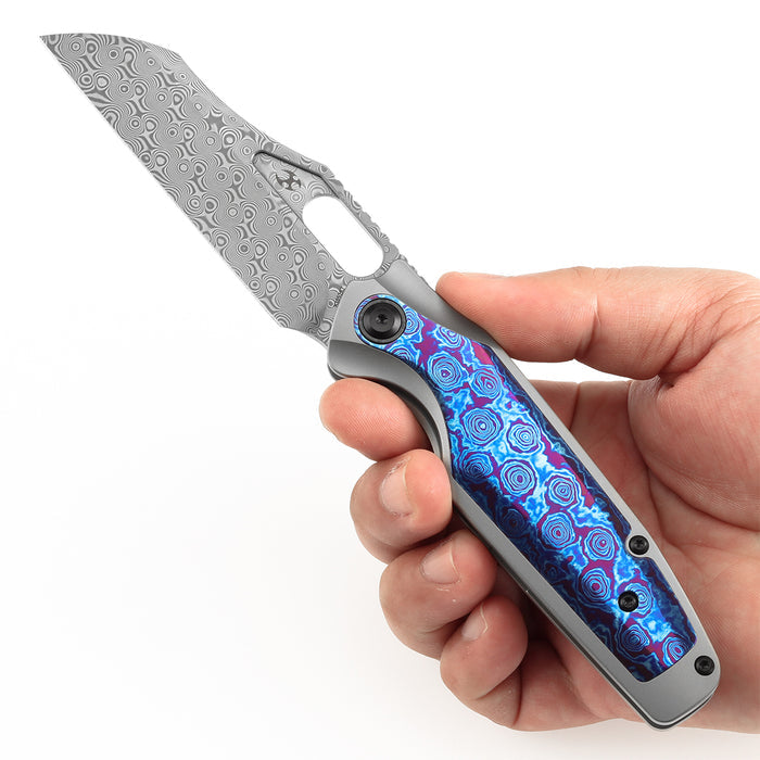 Kansept Tuckamore K1052A7 Folding Knife Damascus Blade Titanium + Timascus Handle Frame Lock