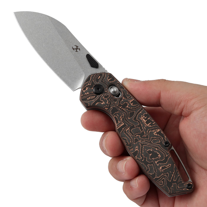 KANSEPT Model 6 K1022V2 CPM S35VN Blade Copper Carbon Fiber Handle Crossbar Lock Knife