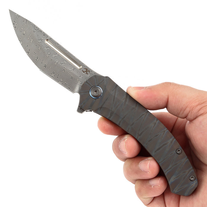 KANSEPT Knives Hira K1090A5 Damascus Blade Titanium Handle Frame Lock