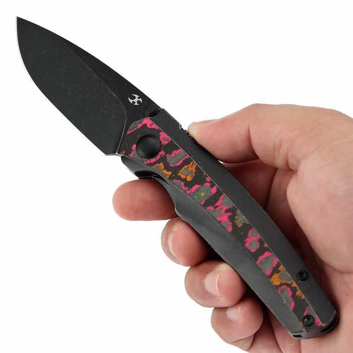 KANSEPT Raven K2109A6 CPM 20CV Blade Titanium wtih Flo Party Camocarbon Handle Frame Lock