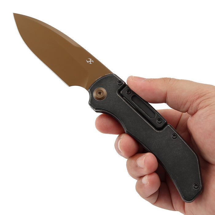 KANSEPT Hazard K1104H2 Rose Gold Coated CPM-S35VN Blade Blackwash Titanium Handle Bali Lock Knife