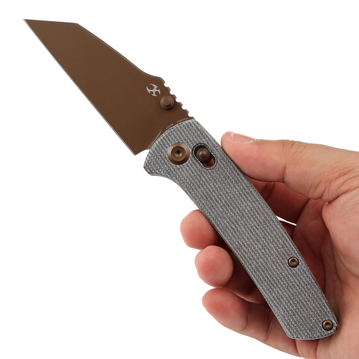 KANSEPT Main Street T1015V11 154CM Blade Micarta Handle Thumb Studs/Crossbar Lock Knife