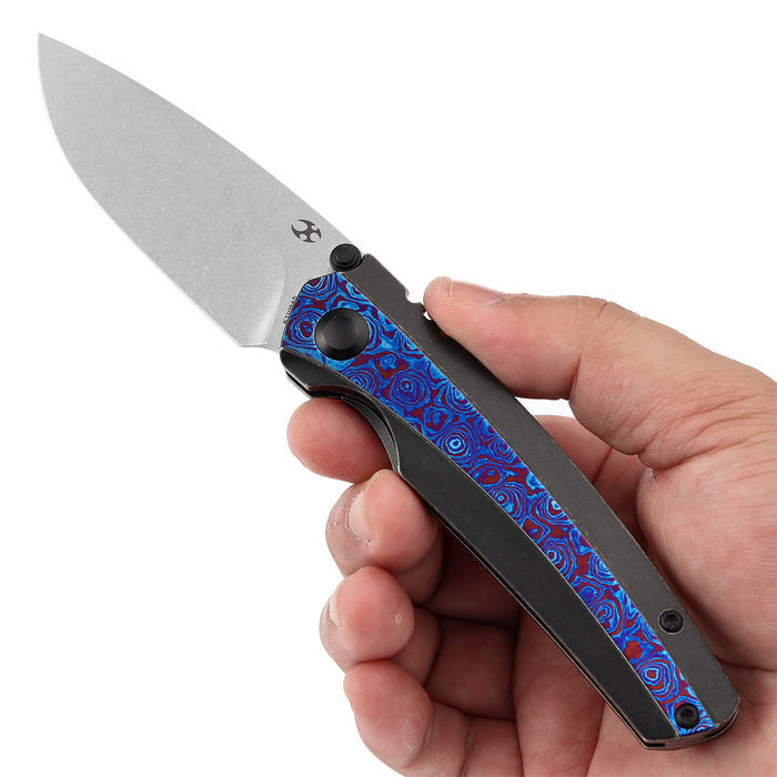 KANSEPT Raven K2109A5 CPM 20CV Blade Titanium wtih Timascus Handle Frame Lock