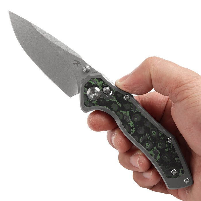 KANSEPT Apollo K2107V1 CPM S35VN Titanium and Jungle Wear Fatcarbon Handle Cross Bar Lock