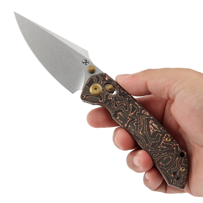 KANSEPT Fenrir K1034V3 CPM-S35VN Blade Copper Carbon Fiber Handle Crossbar Lock Knife