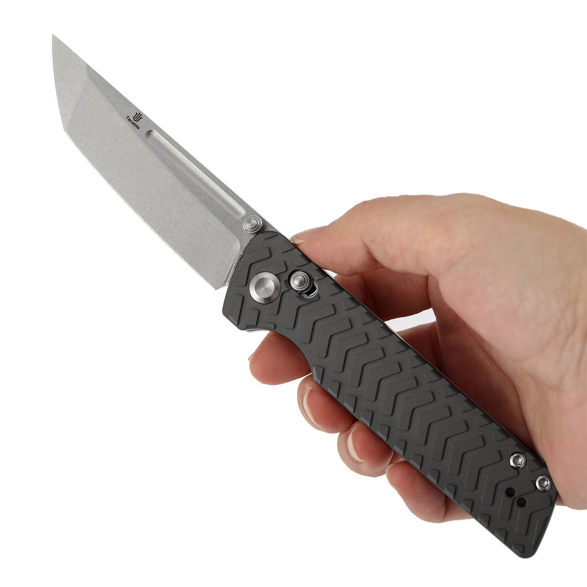 Tenable Anomaly B2038V1 Stonewashed Nitro-V Blade Gray Aluminum Handle Crossbar Lock Folding Knife