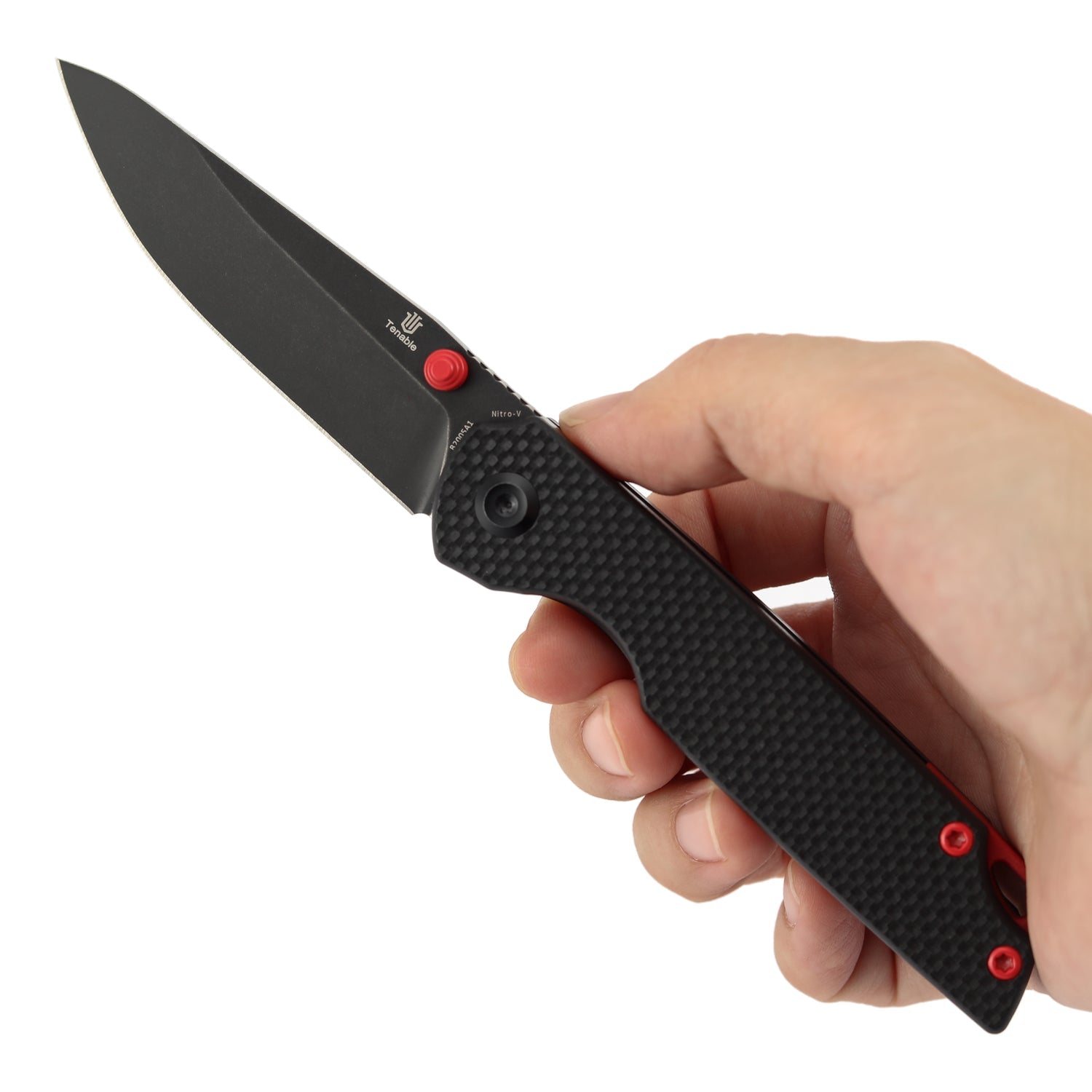 Tenable Mini Warrior B2005A1 Blackwash Nitro-V Blade Black G10 Handle Liner Lock Folding Knife