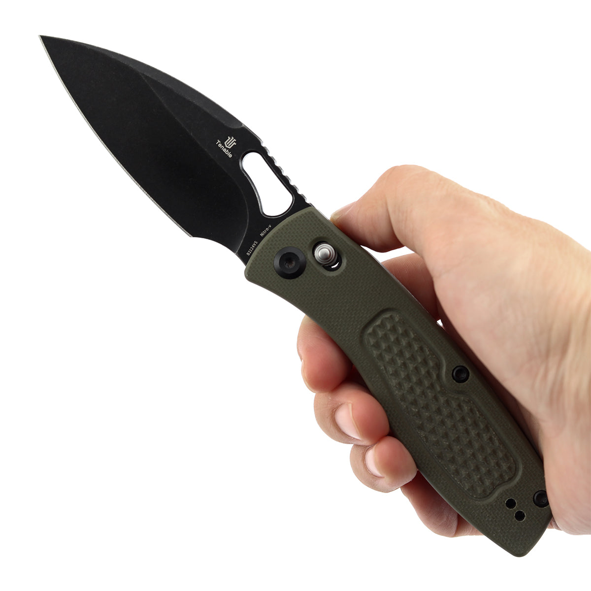 Tenable Heron B2124V5 Nitro V Blade Olive Green G10 Handle Crossbar Lock Folding Knife