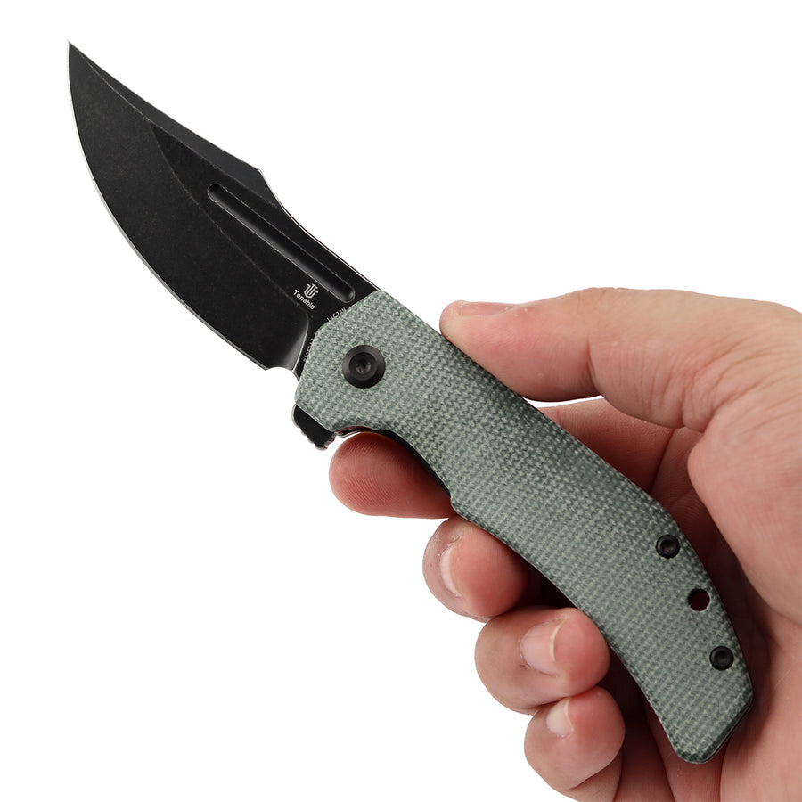 Tenable Orion B1089A3 14C28N Blade Green Micarta Handle Liner Lock Folding Knife