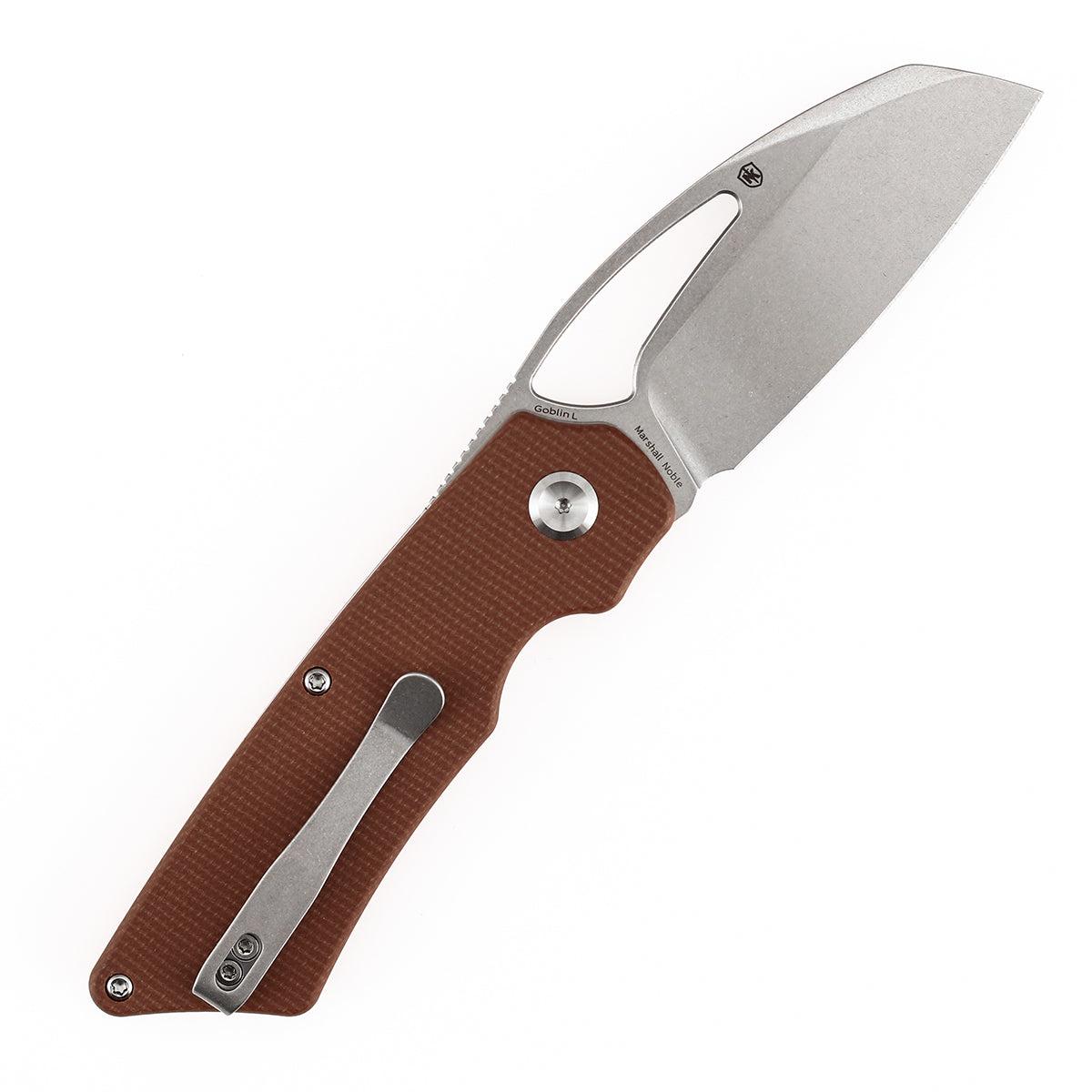 Tenable Goblin L B3016A4 Stonewashed 14C28N Blade Brown Micarta Handle Liner Lock Folding Knife