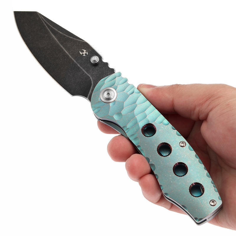 Kansept Caveman K1110A3 CPM-20CV Blade Titanium Handle Frame Lock Folding Knife
