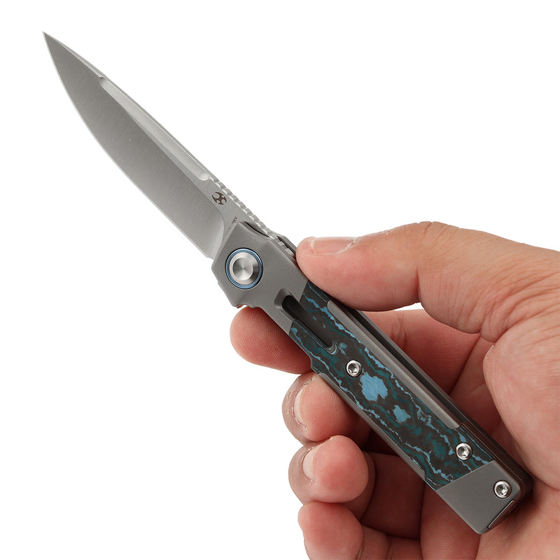 Kansept Kitpu K2123A2 CPM-20CV Blade Titanium with Fatcarbon Handle Frame Lock Knife